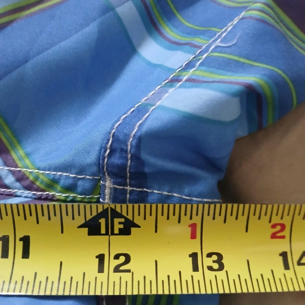 Chaps Swim Trunks Mens Medium Blue Plaid Cargo Pocket Board Shorts